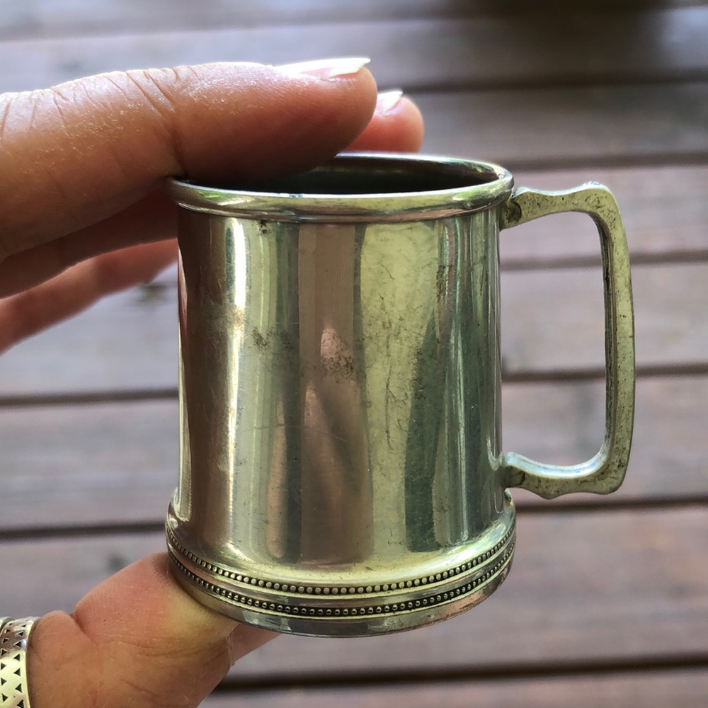 Mini Pewter Shot Stein Glass Renaissance Garb 1/2 oz Vintage Pirate Rum Mug